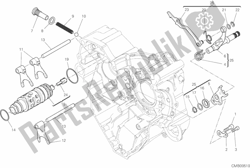 All parts for the Gear Change Mechanism of the Ducati Multistrada 1260 Enduro Thailand 2019
